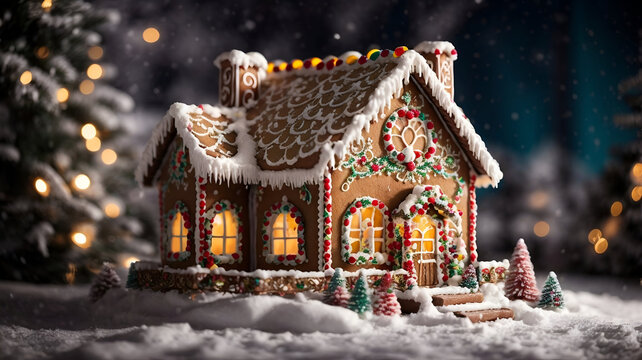 Festive Gingerbread Homestead: A Sugary Snowscape