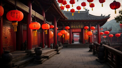 Serenity in Red: Temple Lanterns