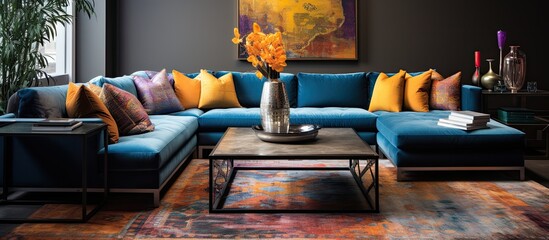 Intrigued by the vibrant carpet, they admired the abstract watercolor design boasting a delightful...