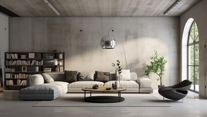 モダンなスカンジナビア風アパートのインテリアデザイン、リビングルームの3Dレンダリング,The interior design of a contemporary Scandinavian apartment, depicted through a 3D rendering of the living room,Generative AI	