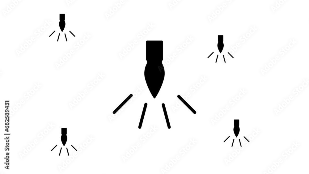 Poster zoom in and out animation the garland light bulb symbol. large black symbol in the center and four s
