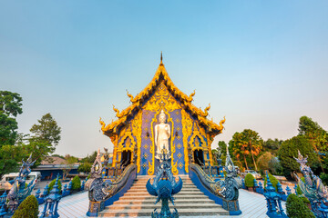 Wat Rong Suea Ten, also known as the Blue Temple,exterior view,Chiang Rai,Northern Thailand,Southeast Asia. - obrazy, fototapety, plakaty