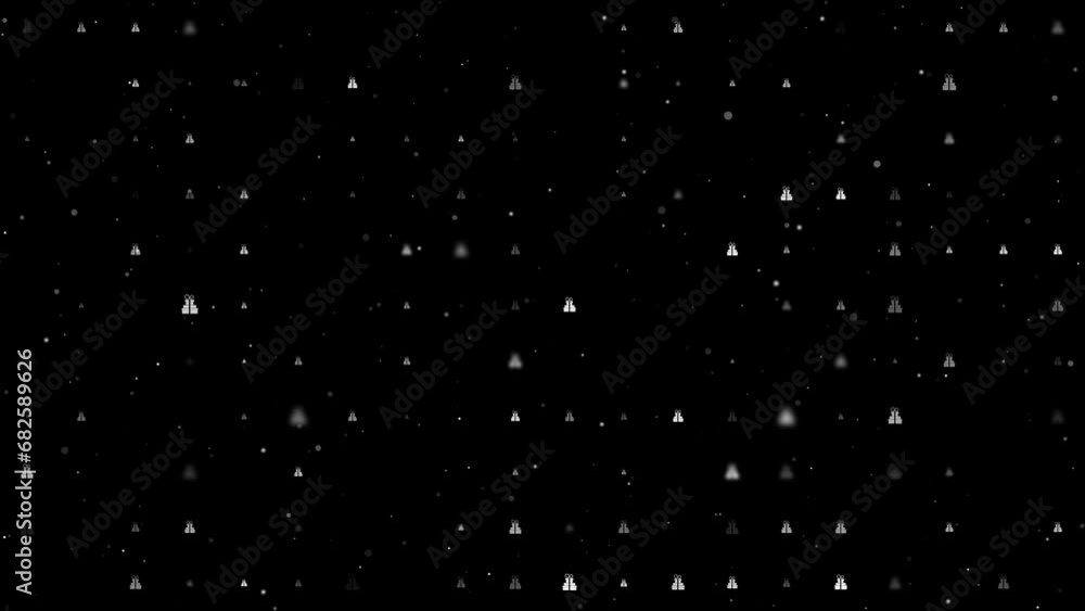 Poster template animation of evenly spaced set of giftss of different sizes and opacity. animation of trans