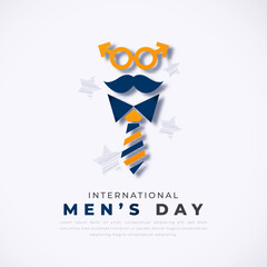 International Men’s Day Paper cut style Vector Design Illustration for Background, Poster, Banner, Advertising, Greeting Card