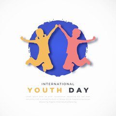 International Youth Day Paper cut style Vector Design Illustration for Background, Poster, Banner, Advertising, Greeting Card