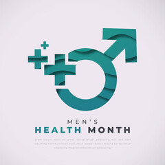 Men's Health Month Paper cut style Vector Design Illustration for Background, Poster, Banner, Advertising, Greeting Card