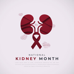 National Kidney Month Paper cut style Vector Design Illustration for Background, Poster, Banner, Advertising, Greeting Card