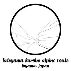 Circle Icon line Tateyama Kurobe Alpine Route. vector illustration
