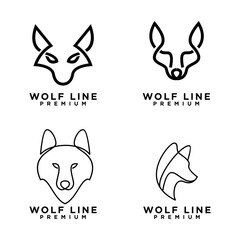 wolf line logo icon design illustration