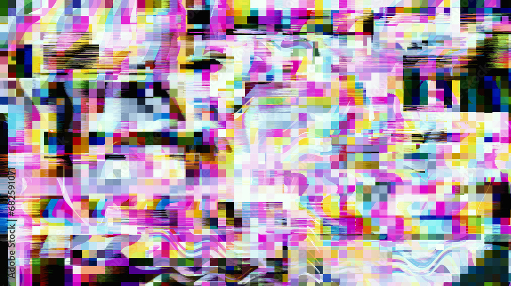 Aufkleber Abstract lo-fi glitched background with flickering pixel noise. 