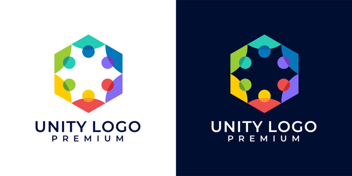 Community unity icon logo design template. Abstract human social teamwork vector logo illustration. Logo template of people, diversity, business, connection, together, discuss, network, meeting.