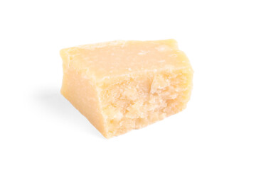 Piece of delicious parmesan cheese isolated on white