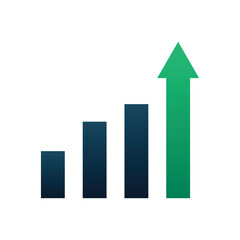business chart of growth stock graph icons financial rise up increase profit one last big green arrow rise