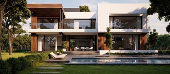 Obraz premium In the world of business, the construction of a house represents more than just a physical structure; it symbolizes the concept of wealth and success. With careful planning and financing, architects