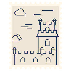 Belem Tower Stamp Illustration