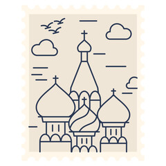 St. Basil's Cathedral Stamp Illustration