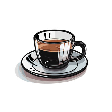 Vector, glass cup of coffee