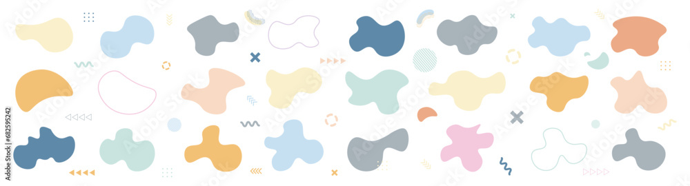 Poster liquid shape elements. abstract blotch shape. set of modern graphic elements. fluid dynamical colore