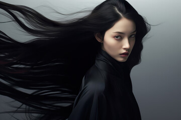 Fototapeta premium Dark color high fashion beauty elegant hairdressing portrait