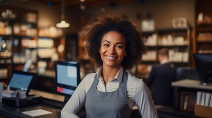 Service with a Smile. Young and Attractive Saleswoman and Cashier Assisting Happy Customers
