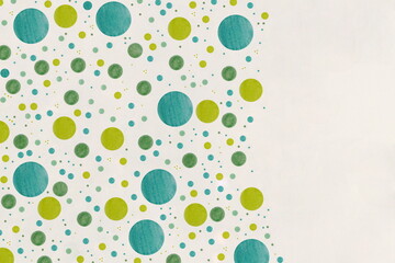 Watercolor Circles of Different Sizes and Shades of Green on White Background