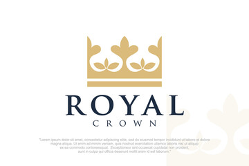 Fototapeta na wymiar abstract gold crown logo symbol. Royal king icon design Vector.