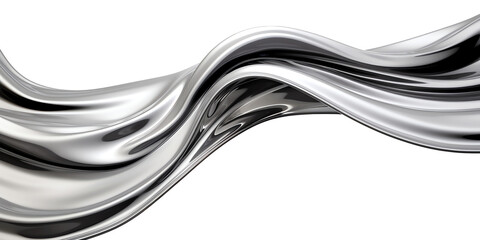 Abstract silver metallic wave band isolated on transparent background - obrazy, fototapety, plakaty