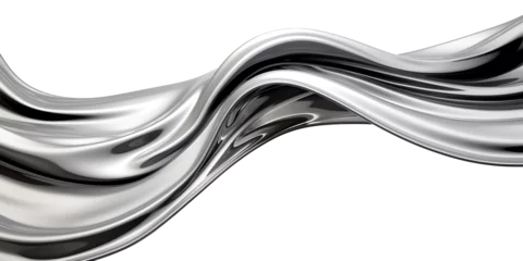 Foto op Plexiglas Abstract silver metallic wave band isolated on transparent background © mr_marcom