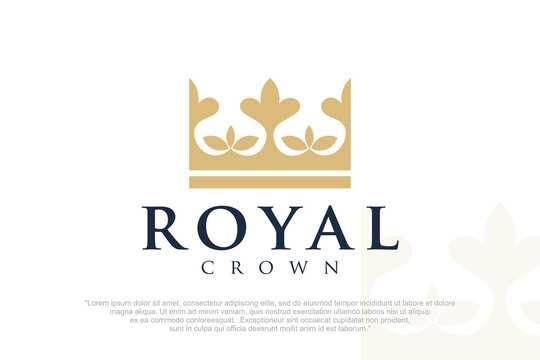 abstract gold crown logo symbol. Royal king icon design Vector.