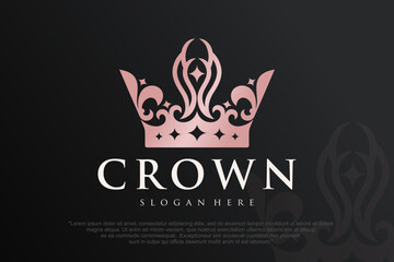 Vintage Crown Logo Royal King Queen abstract Logo design vector template.