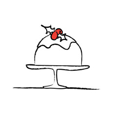 Cute line drawing of a Christmas Pudding  