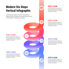 Modern Six Steps Vertical Infographic