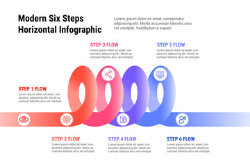 Modern Six Steps Horizontal Infographic