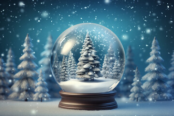 Fototapeta na wymiar Christmas Snow globe with the falling snow, illustration 3d