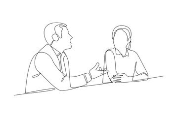 One continuous line drawing of Business people shaking hands. Agreement, trust, cooperation concept. Doodle vector illustration in simple linear style.