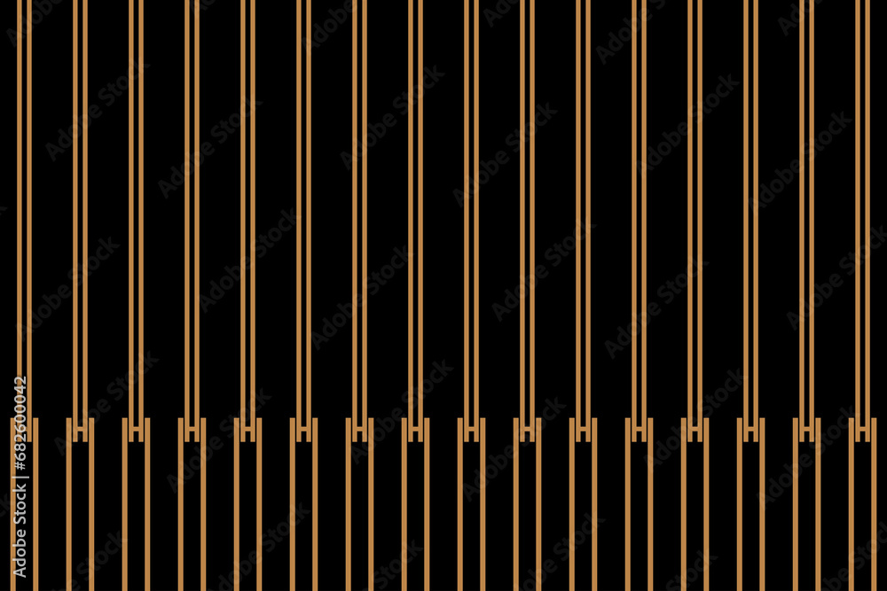 Poster vertical stripe of regular pattern. design lines gold on black background. design print for illustra