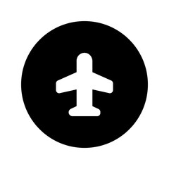 airplane glyph circular icon