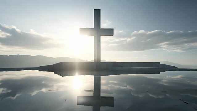 The image evokes a sense of reflection and contemplation, inviting viewers to meditate on the significance of the empty cross and its message of redemption.