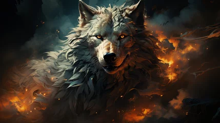 Foto op Canvas amazing wolf wallpaper © avivmuzi