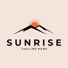 sunrise mountain logo vector simple illustration template icon graphic design