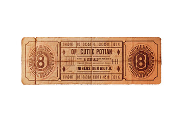 fading ticket stub, transparent background, isolated image, generative AI