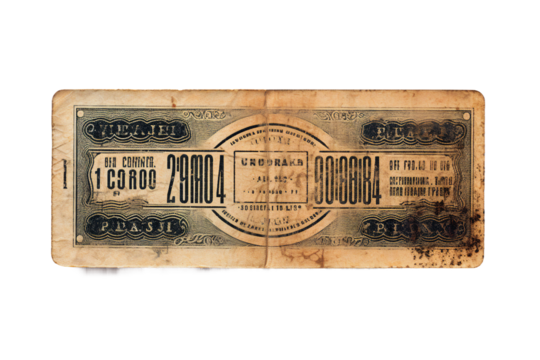 A faded ticket stub, transparent background, isolated image, generative AI
