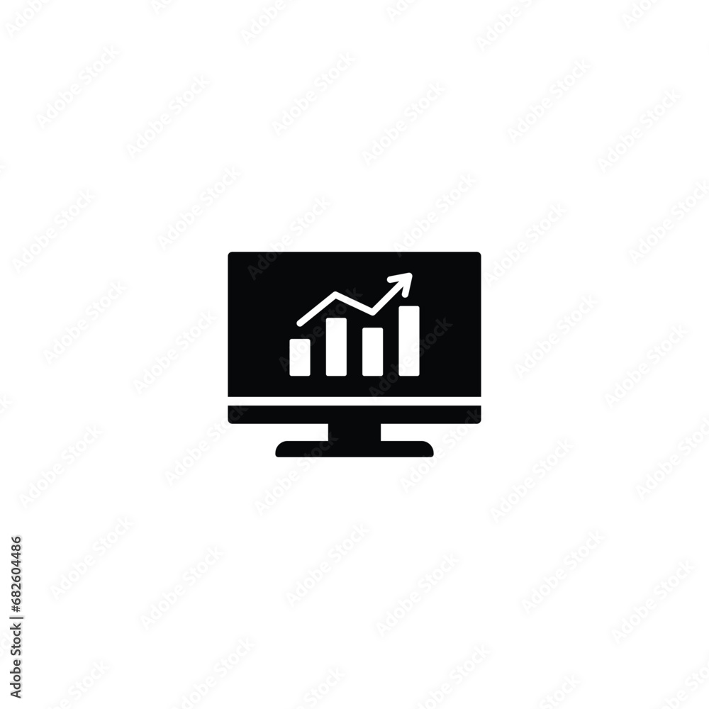 Poster monitor with graph icon vector