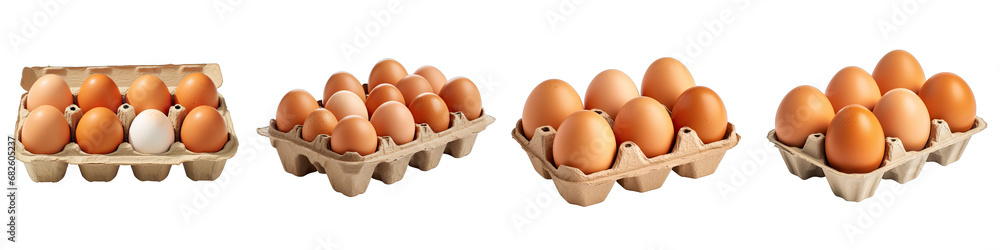 Wall mural Eggs in carton Hyperrealistic Highly Detailed Isolated On Transparent Background Png File - Wall murals
