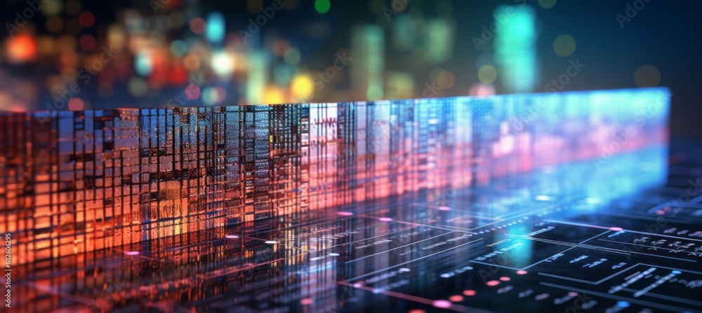Poster Motherboard circuit chip machine technology background. Generative AI technology.	
