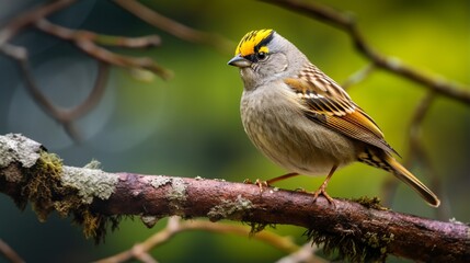 Common Sparrow Perching on Plant with Beautiful Plumage generated by AI tool 