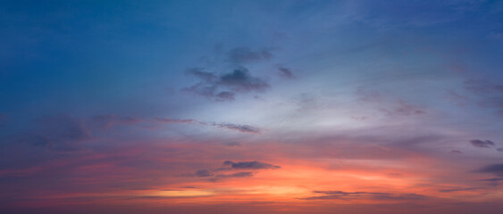 Aerial view amazing colorful sky in sunset above the ocean..beautiful landscape with sweet purple sky in sunset a panoramic view. .Dramatic Sky at sweet Sunset and purple hour