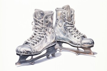 Ice Skates, white background , drawing