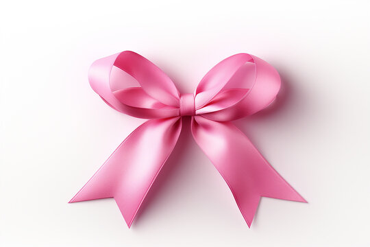 Generative AI Image of Cute Pink Ribbon on Isolated Background