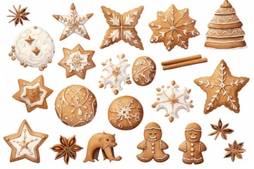 Fototapeta na wymiar Christmas Cookies, white background , drawing